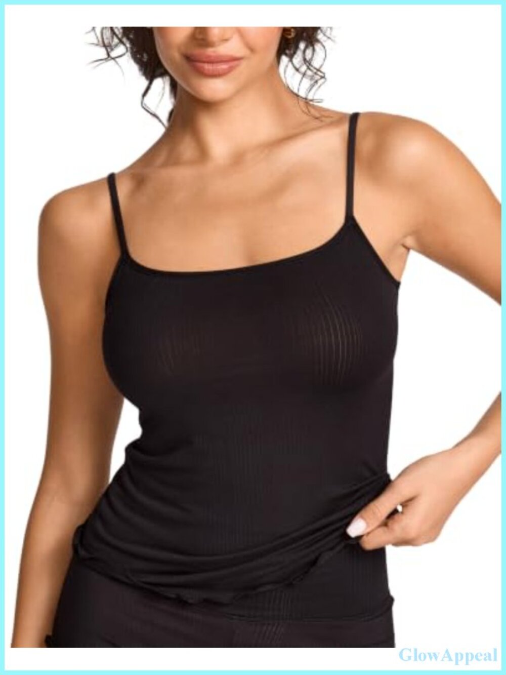Modal Ribbed Cami Tank Top Square Neck Cropped Layering Sleep Lounge